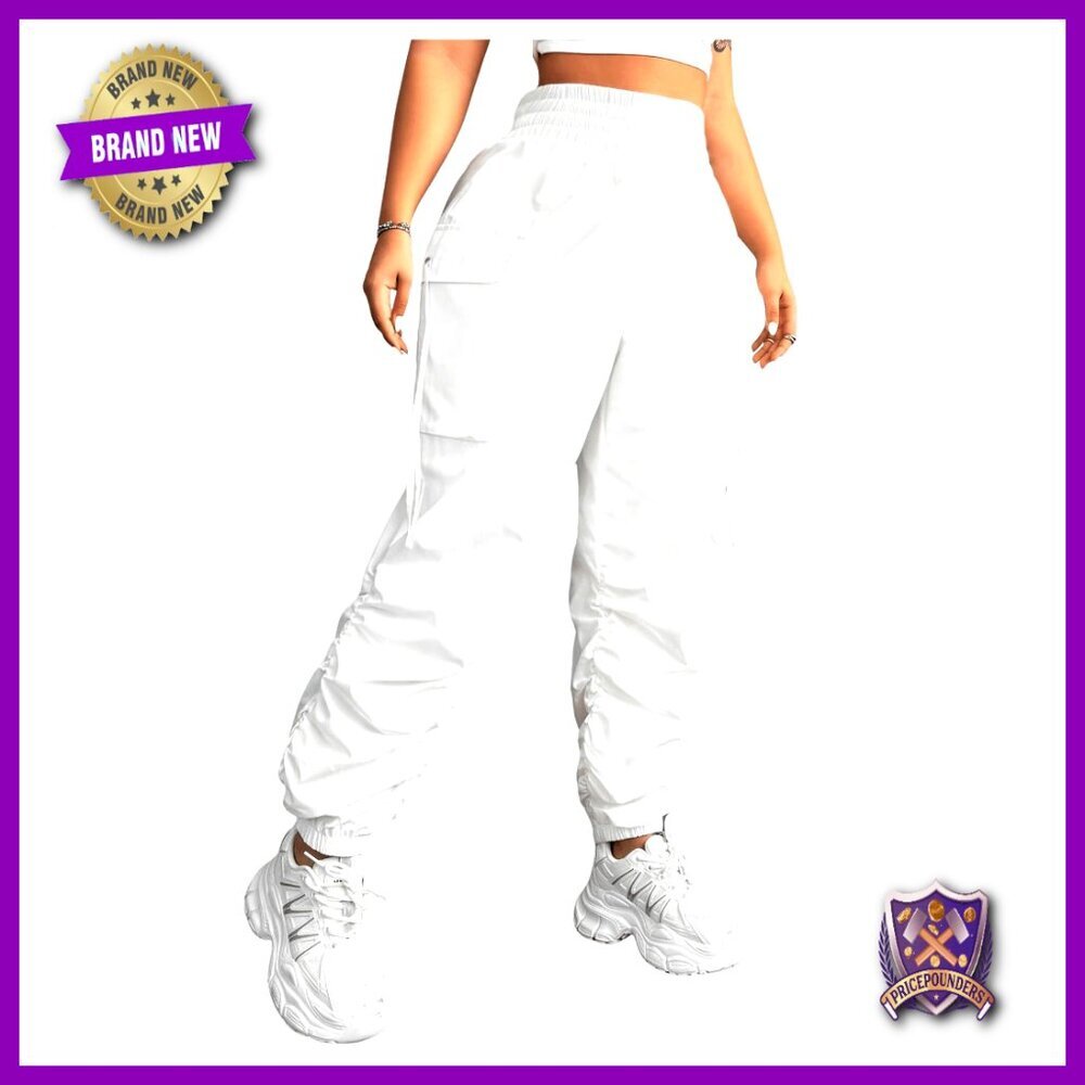 Plus Size Cargo Joggers High Waisted Elastic Workout Pants Streetwear